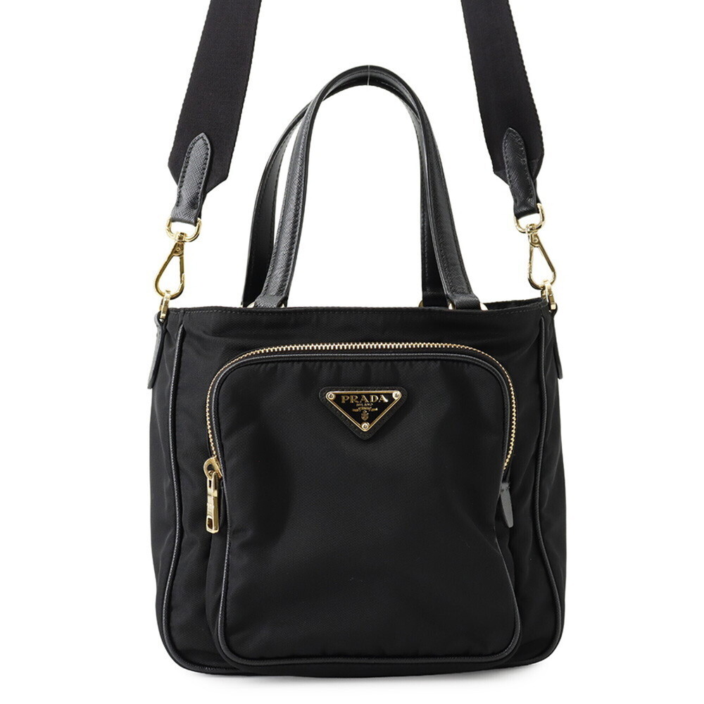 Prada Triangle Nylon Handbag 1BG308 PRADA 2-way Shoulder Bag Black
